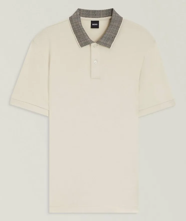 Parlay Patterned-Collar Pima Cotton Polo