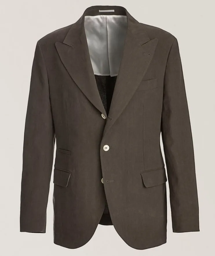 Peak Lapel Linen Suit Jacket