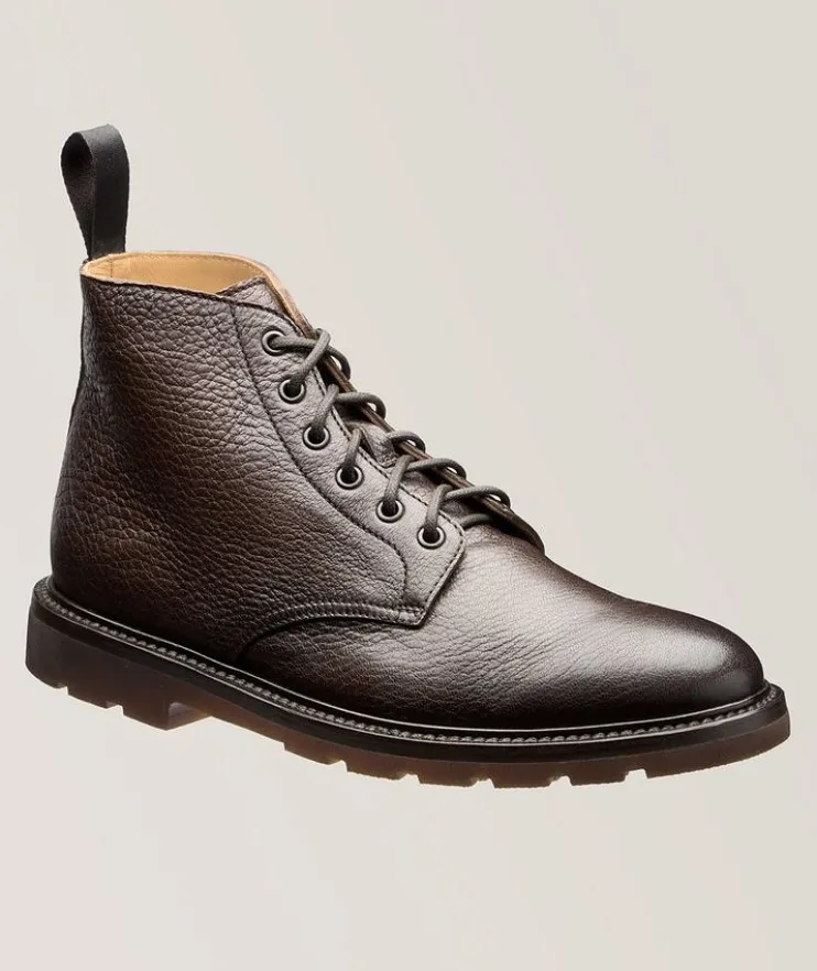 Pebbled Leather Lace-Up Boots