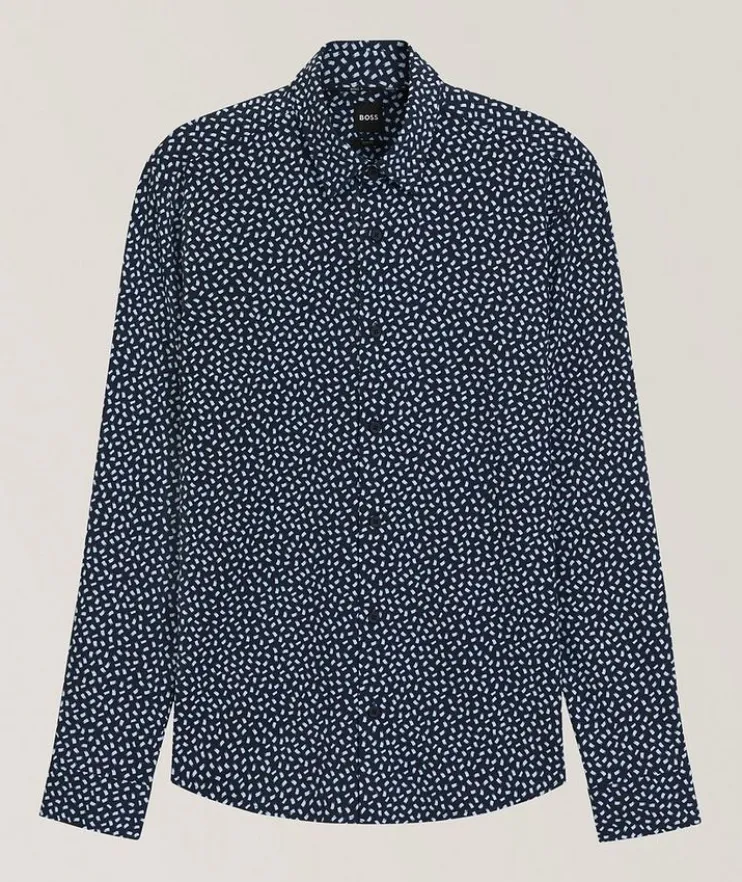 Performance-Stretch Dot-Print Shirt