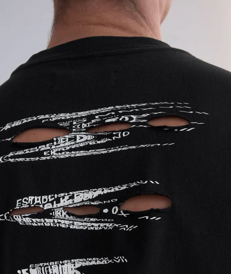 Photocopy Distressed Cutout T-Shirt