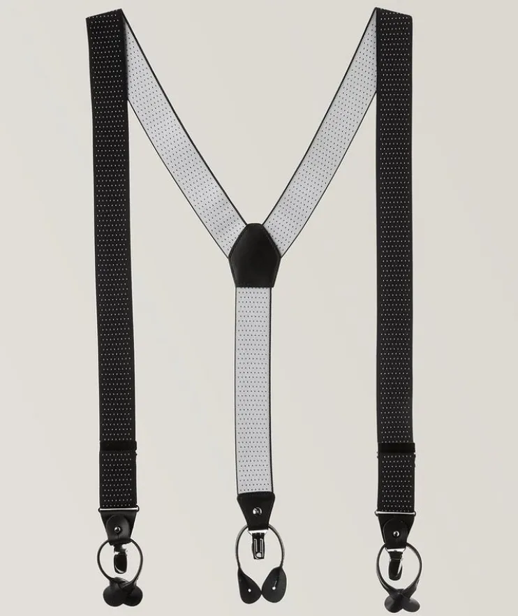 Pin Dot Leather Suspenders