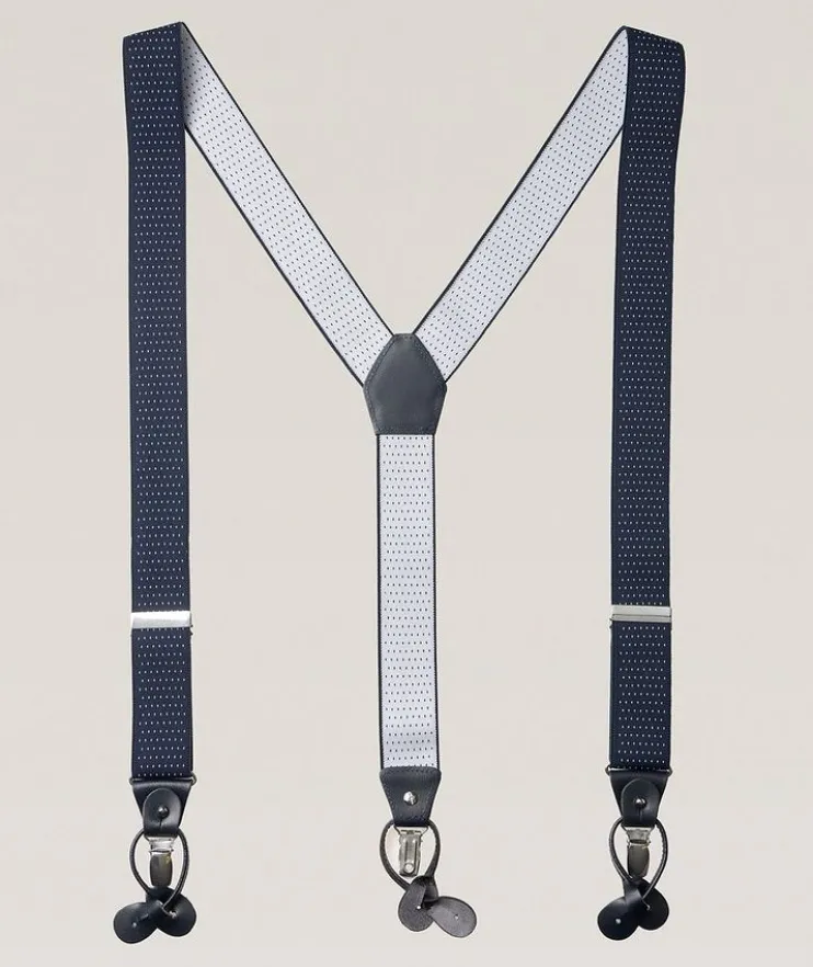 Pin-Dot Leather Suspenders