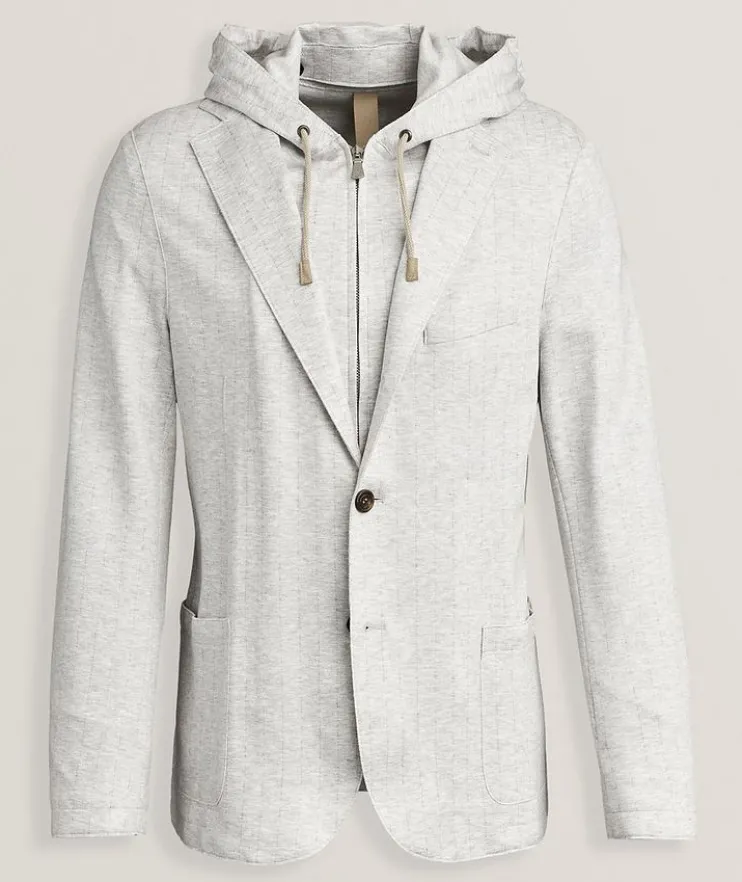 Pinstripe Removable Hood Sport Jacket