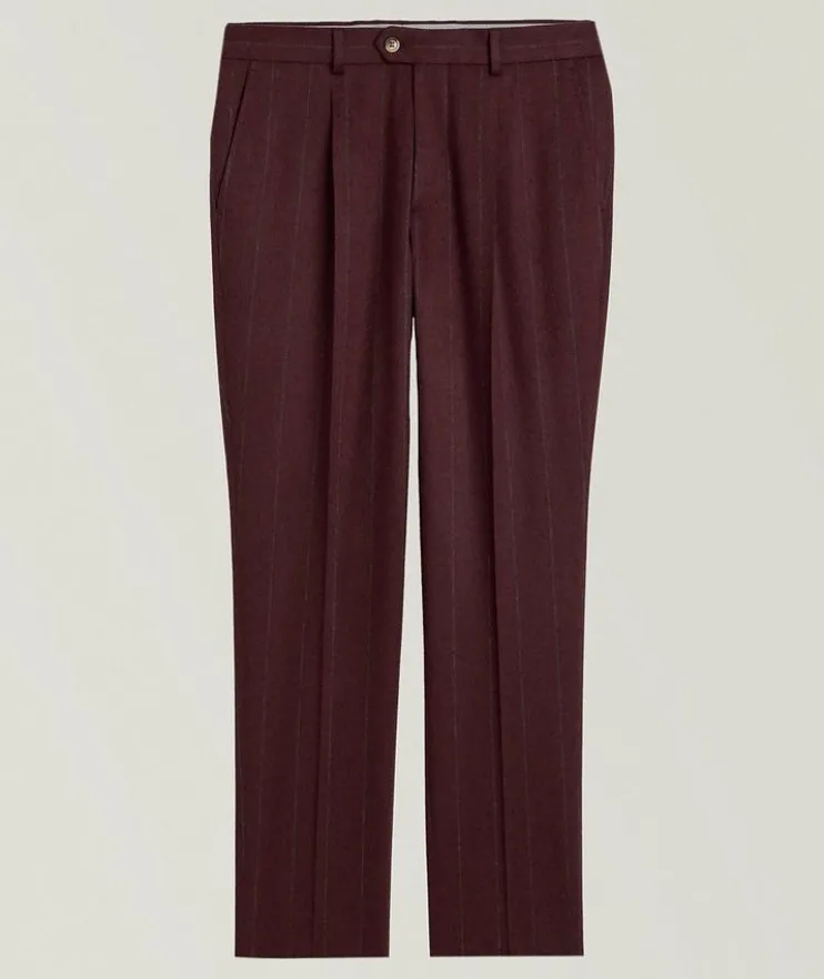 Pinstripe Wool-Blend Suit Pants