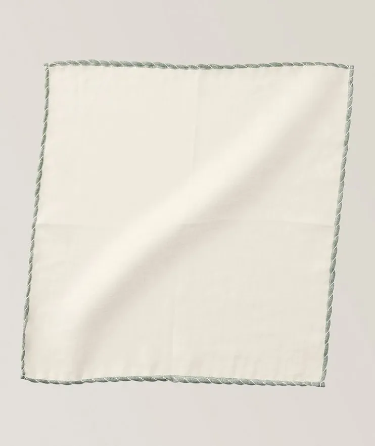 Piped Linen Pocket Square