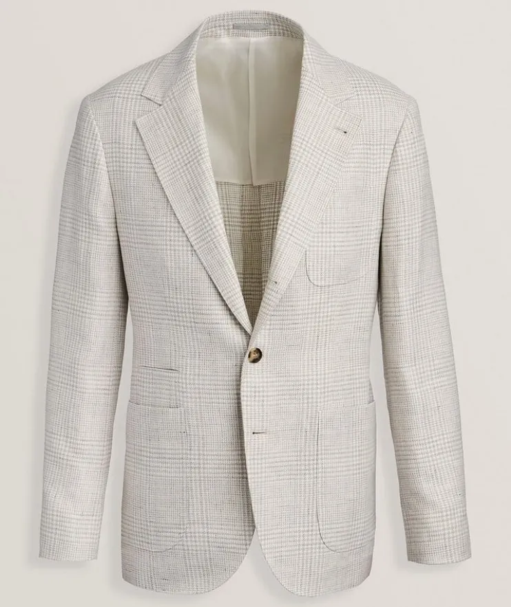Plaid Linen, Wool & Silk Sport Jacket