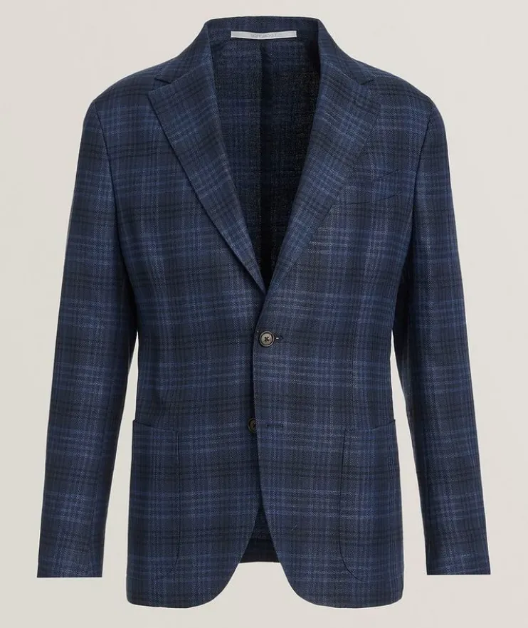 Plaid Linen-Blend Sport Jacket