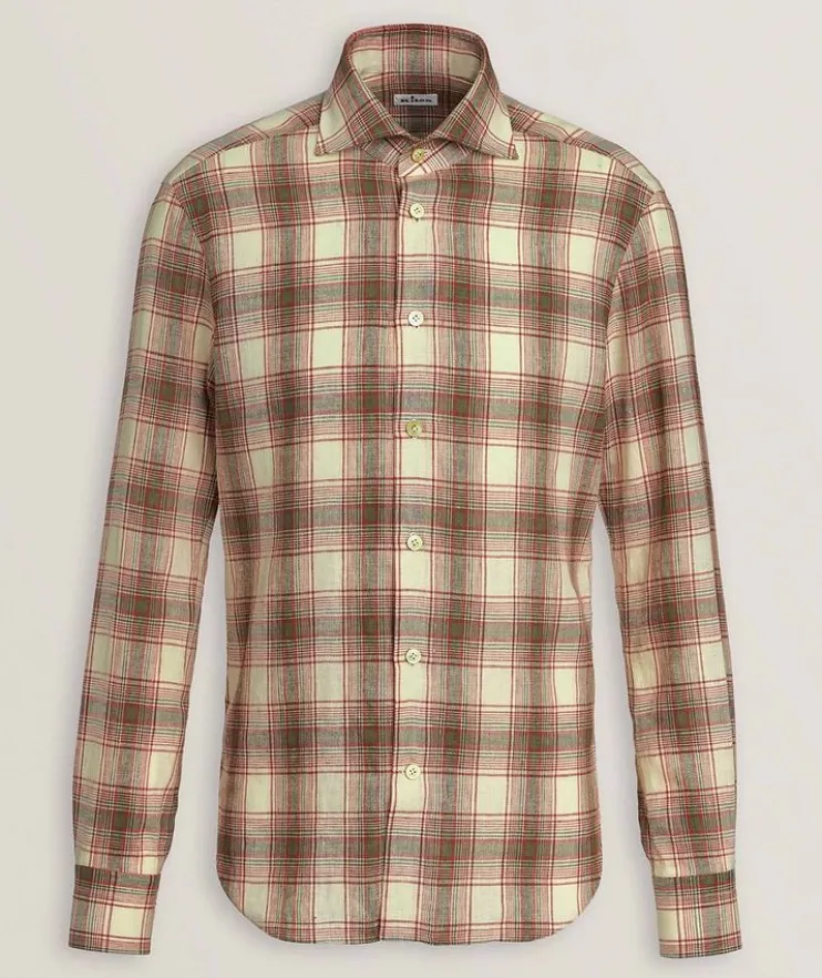 Plaid Stretch-Linen Shirt