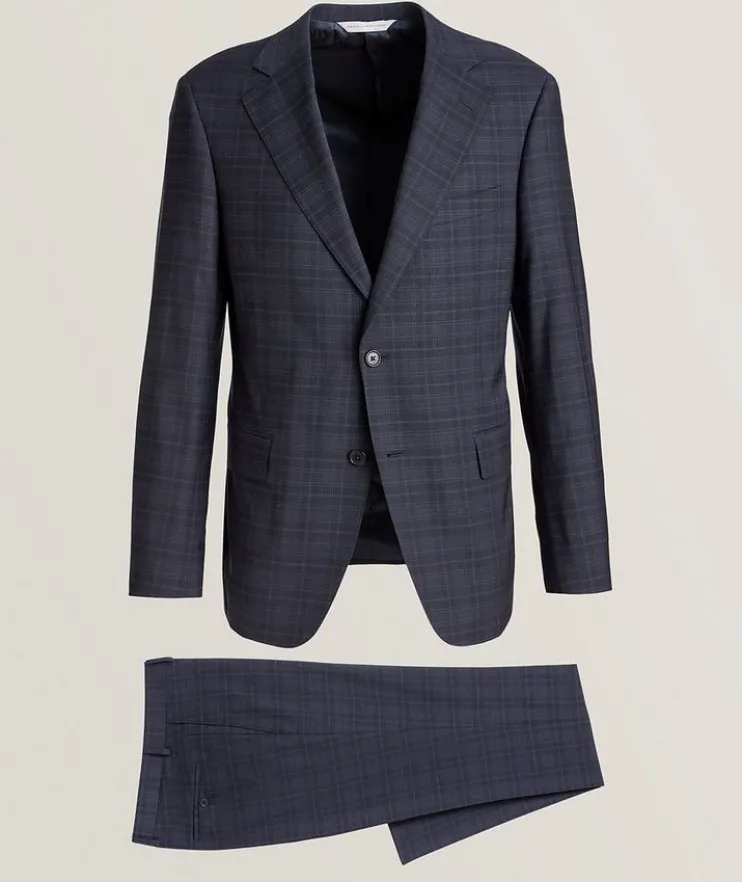Plaid Stretch-Wool Suit