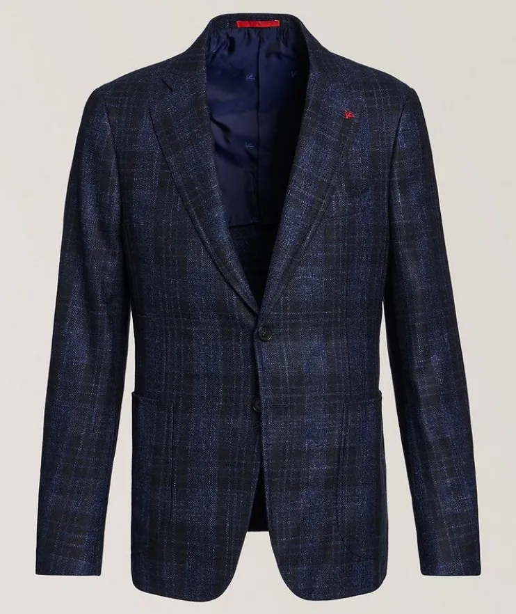 Plaid Wool, Silk & Linen Sport Jacket
