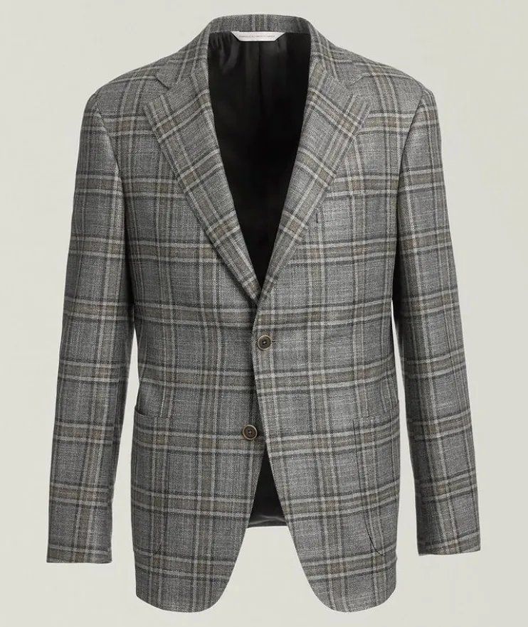 Plaid Wool-Silk-Cashmere Sport Jacket