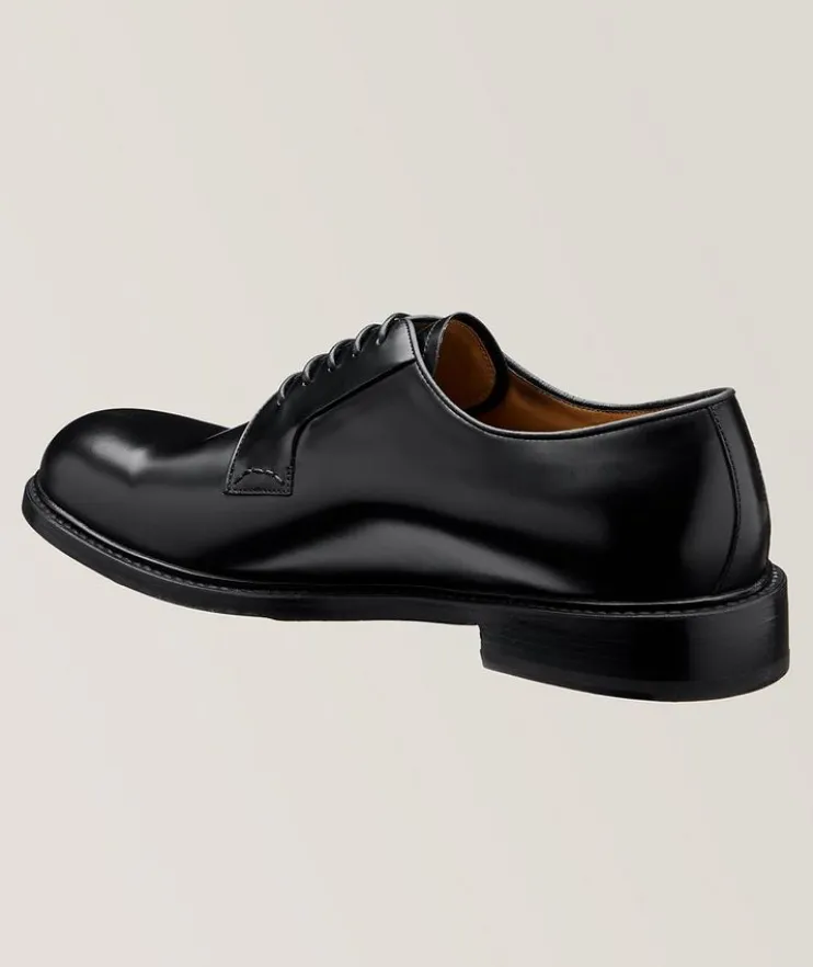 Plain Toe Polished Leather Derbies