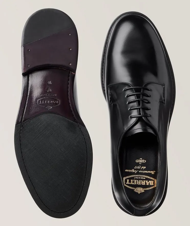 Plain Toe Polished Leather Derbies