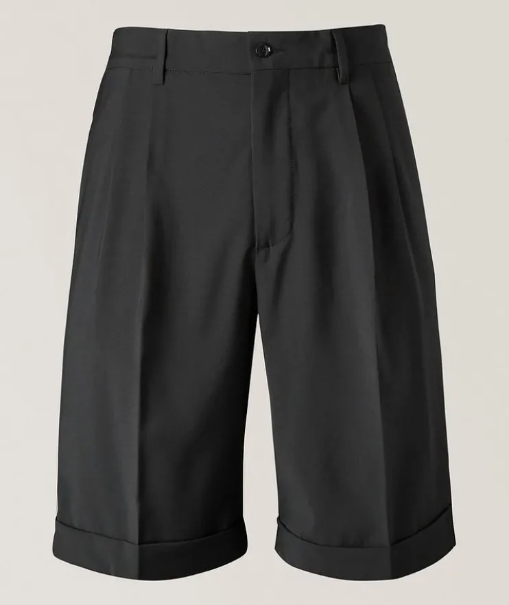 Pleated Virgin Wool Bermuda Shorts