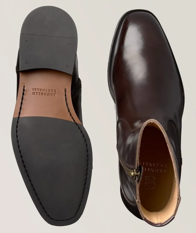 Polished Leather Chelsea Boots