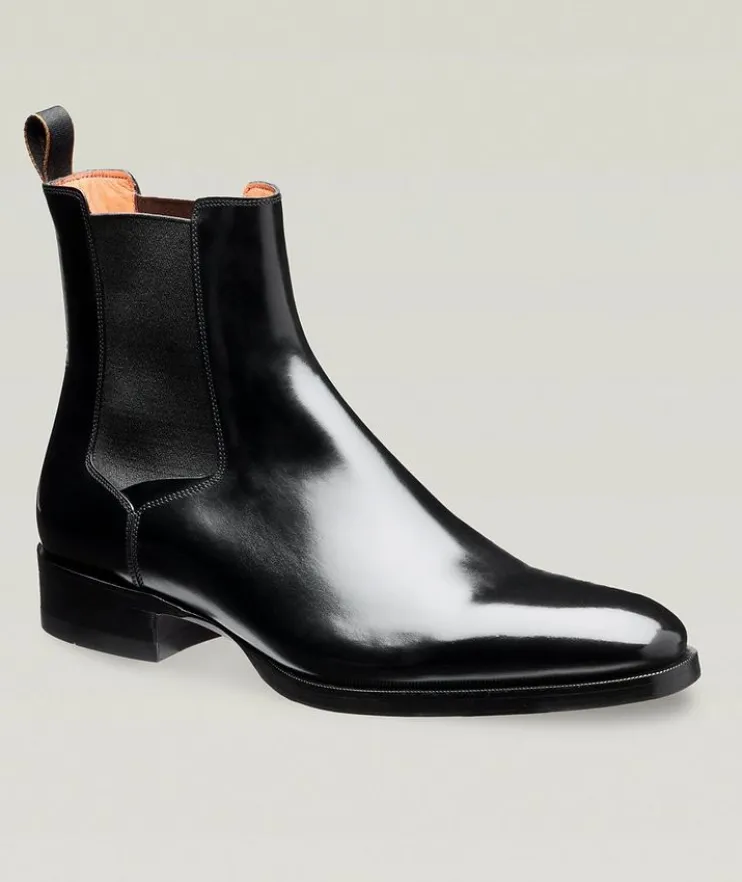 Polished Leather Chelsea Boots