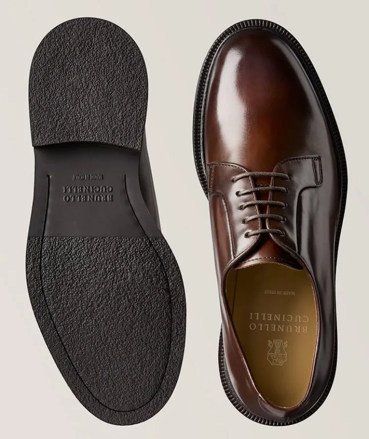Polished Leather Lace Up Derbies