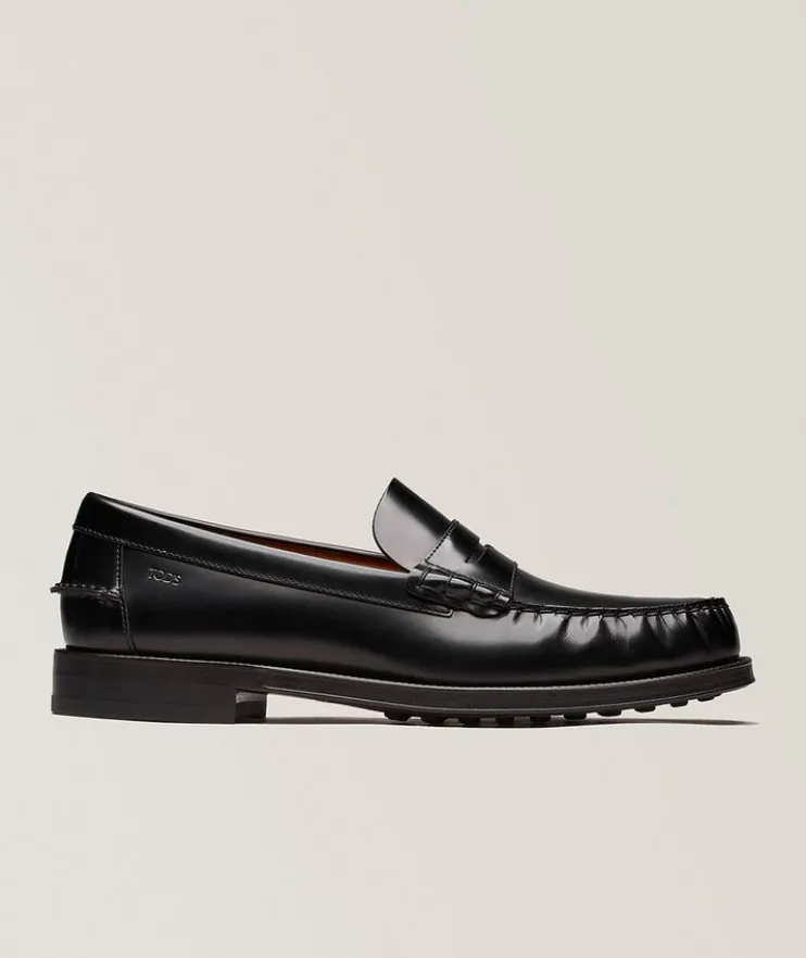Polished Leather Penny Loafers