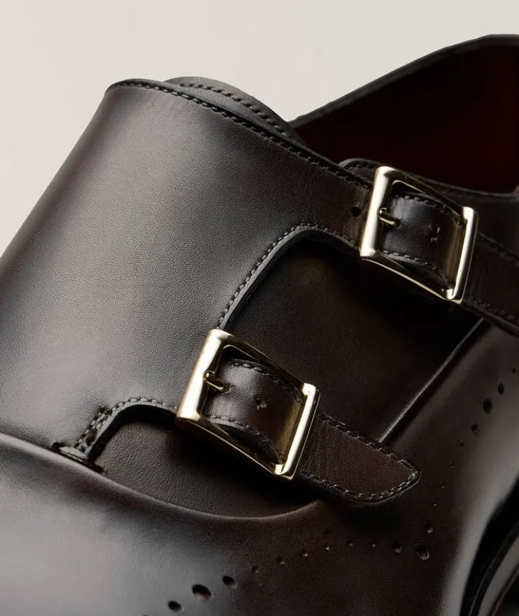 Polished Leather Wingtip Monkstraps