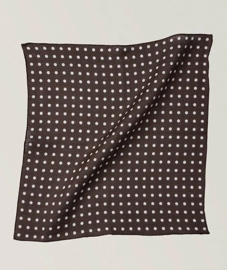 Polka Dot Linen Pocket Square