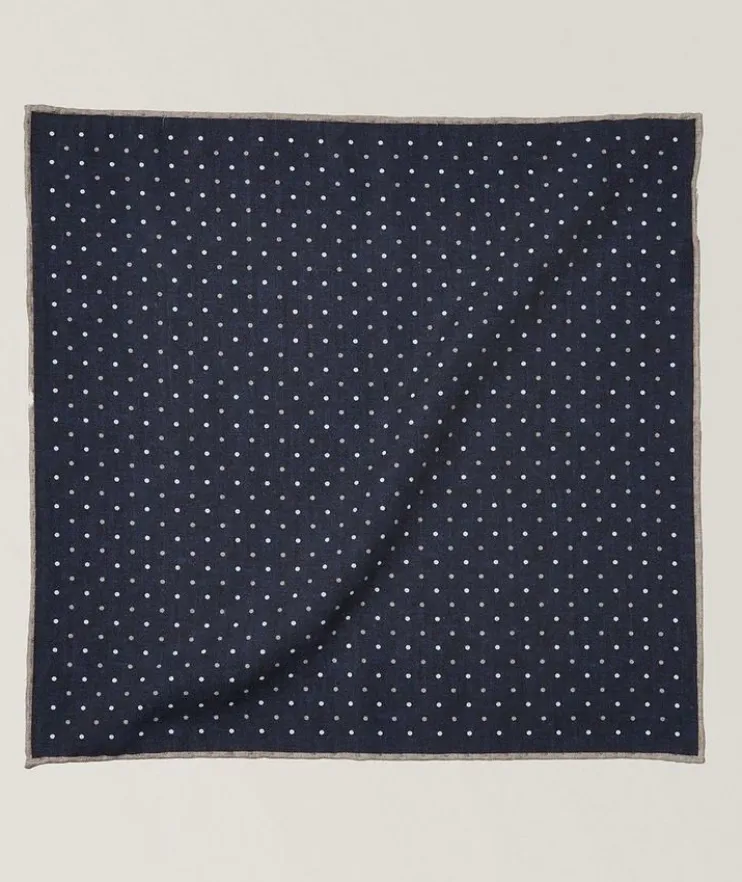 Polka Dot Wool-Cotton Pocket Square