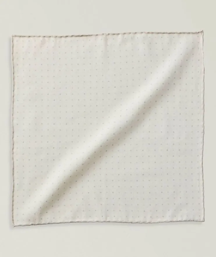 Polka Dot Wool-Cotton Pocket Square