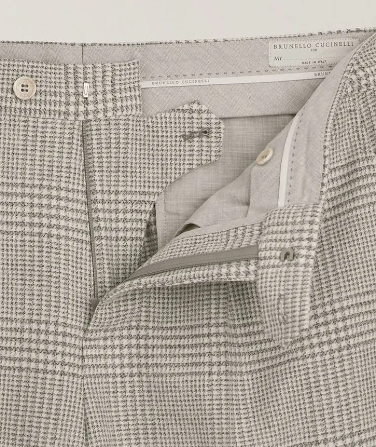 Prince of Wales Wool-Cashmere Pants