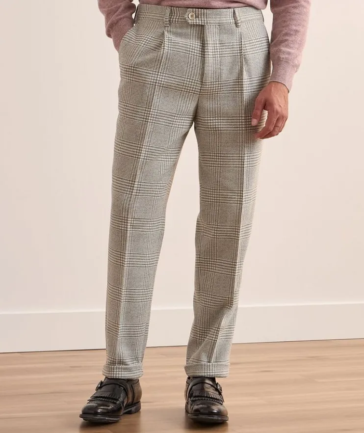Prince of Wales Wool-Cashmere Pants