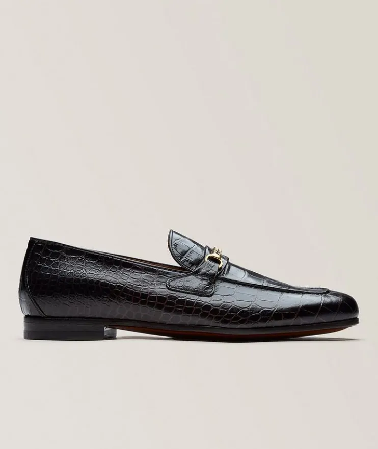 Printed Croc Leather Chain Loafers