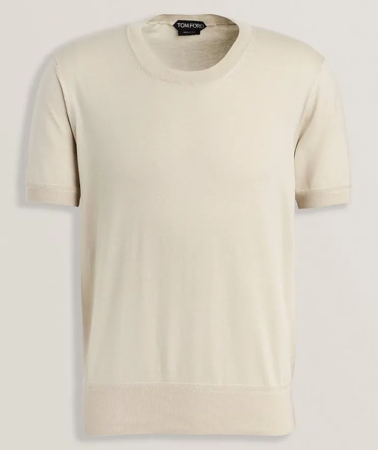 Pure Cotton Crewneck Knit T-Shirt