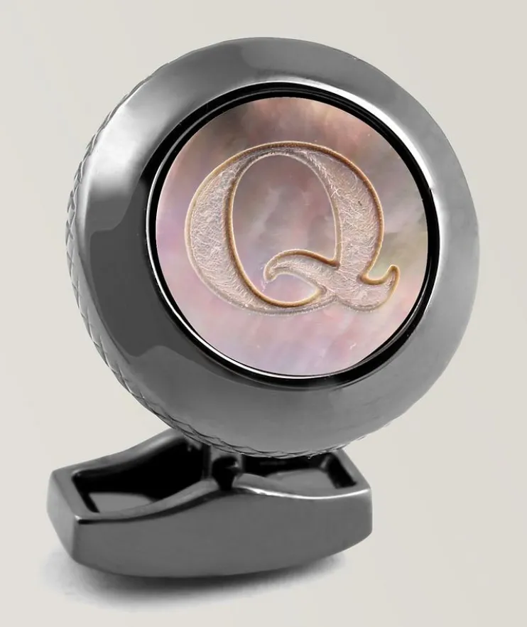 Q' Engraved Personal Single Letter Cufflink