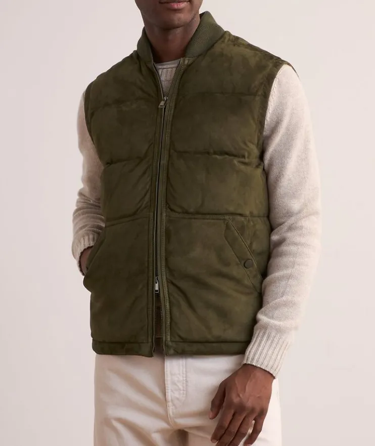 Quilted Lambskin-Suede Puffer Vest