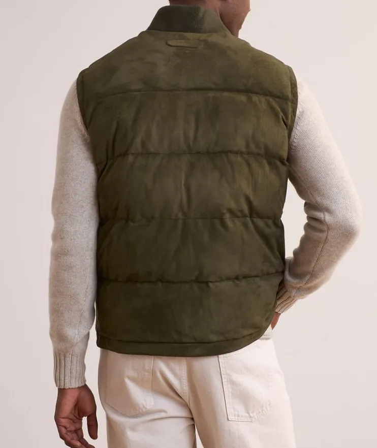 Quilted Lambskin-Suede Puffer Vest