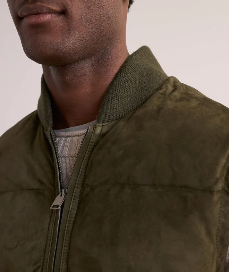 Quilted Lambskin-Suede Puffer Vest