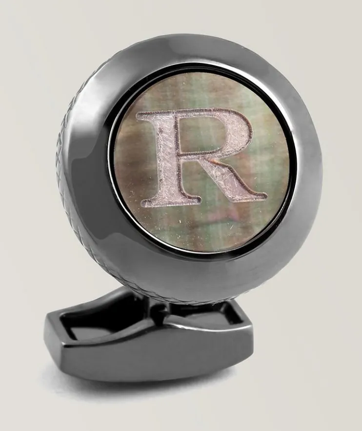 R' Engraved Personal Single Letter Cufflink