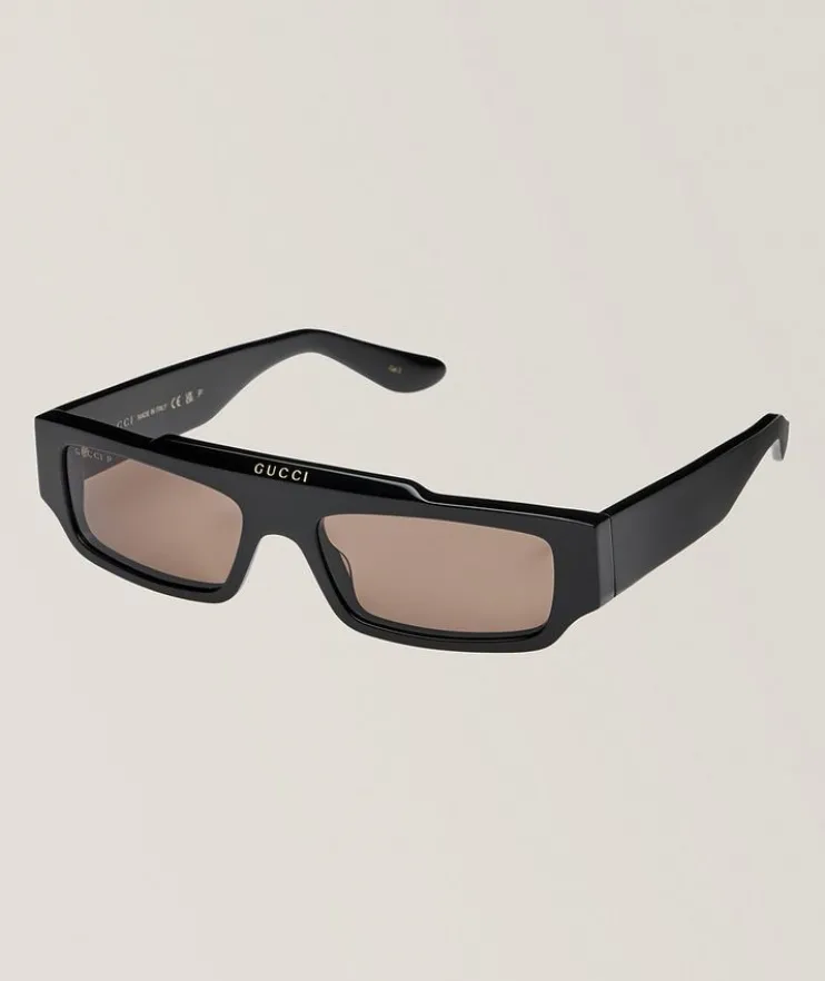 Rectangle Acetate Faceted Sunglasses