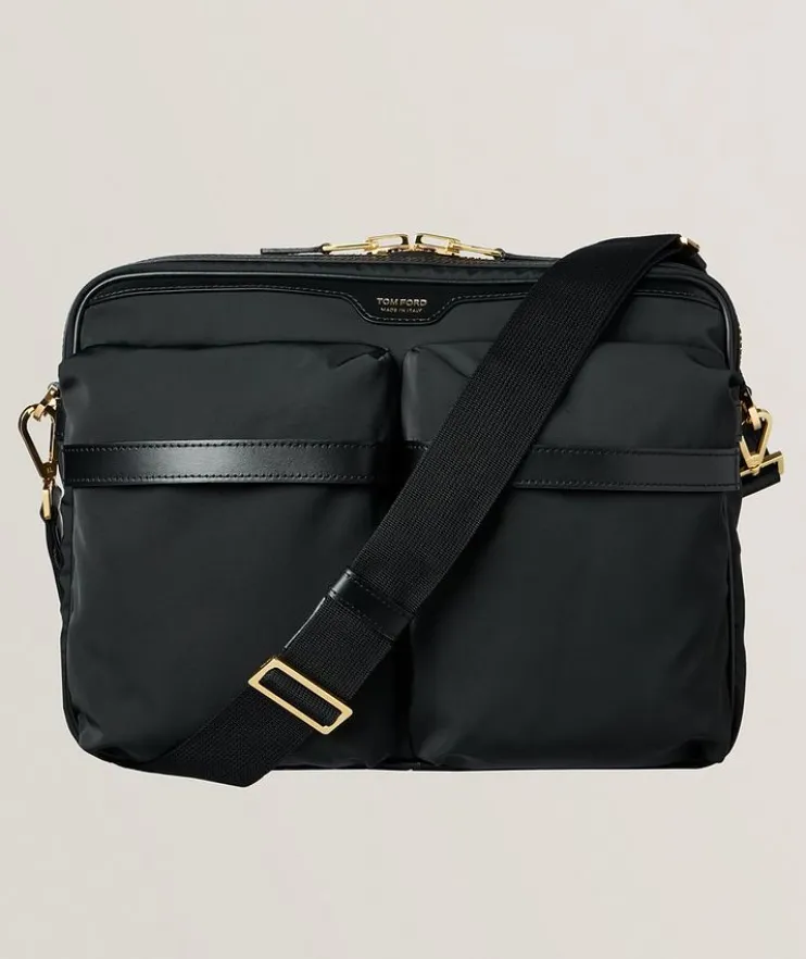 Recycled Nylon Double Utility Pocket Messenger Bag