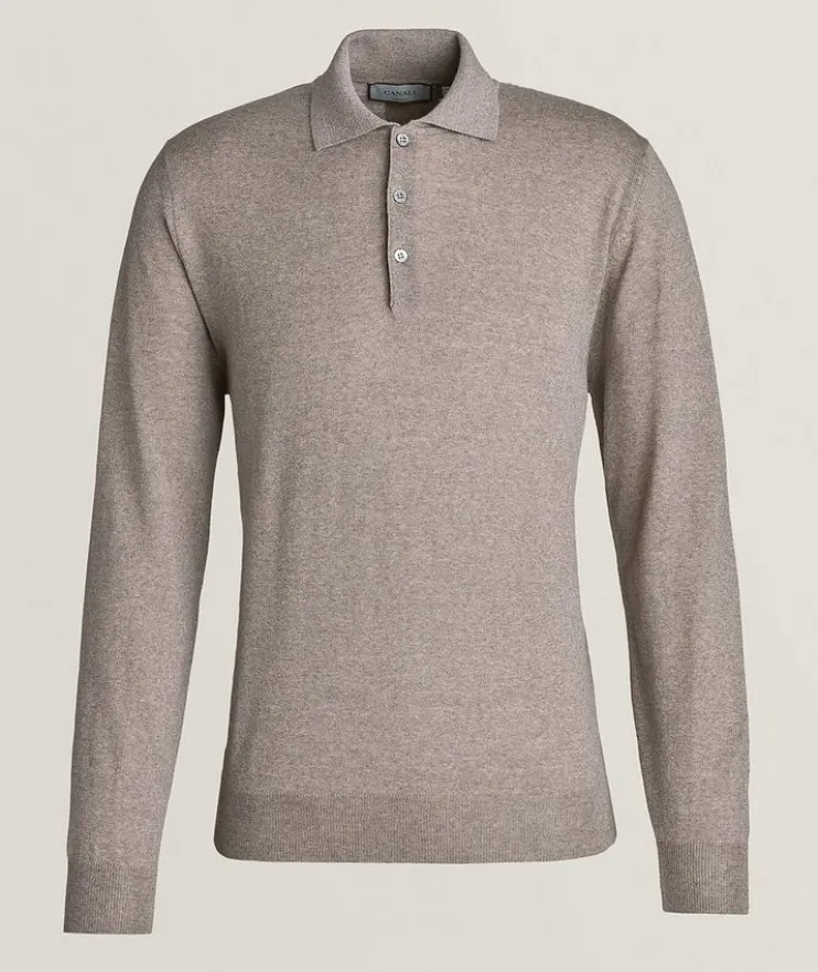 Regular Fit Wool Long-Sleeve Polo