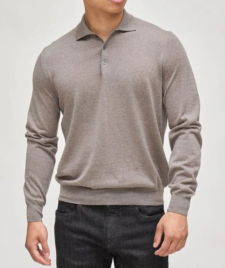Regular Fit Wool Long-Sleeve Polo