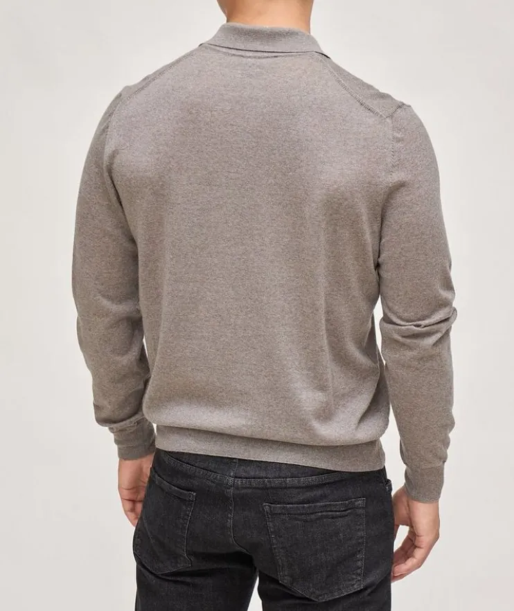 Regular Fit Wool Long-Sleeve Polo