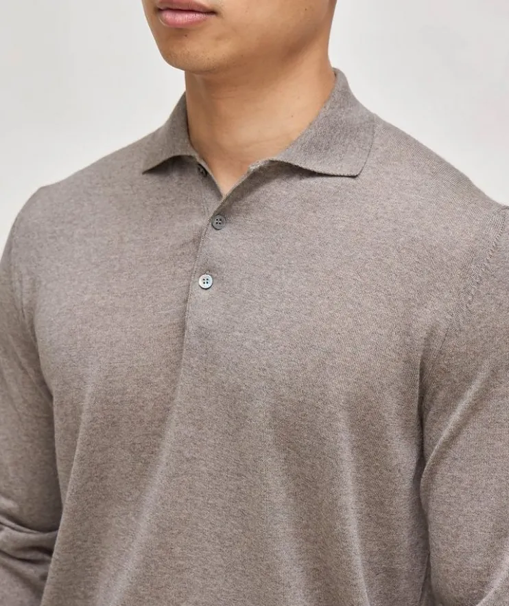 Regular Fit Wool Long-Sleeve Polo