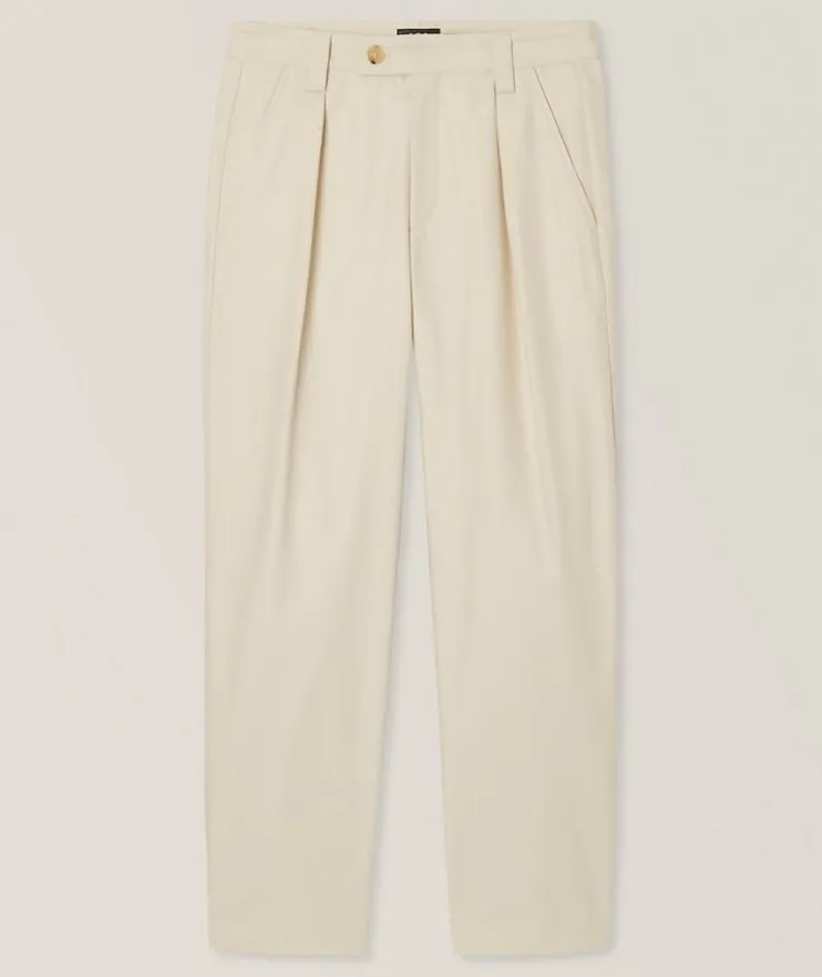 Renato Herringbone Pleated Chino Pants