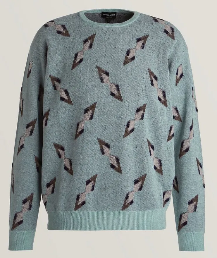 Retro Geometric Jacquard Print Sweater