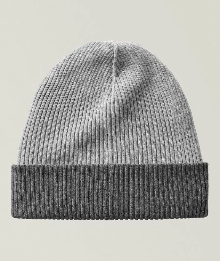 Reversible Cashmere Ribbed Beanie