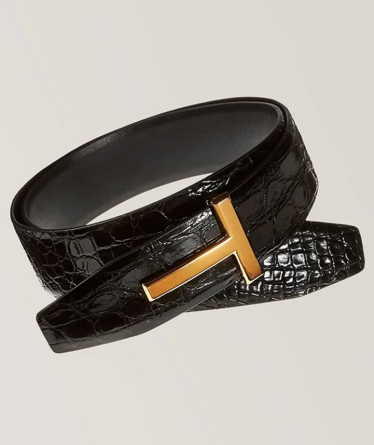 Reversible Crocodile Leather Belt