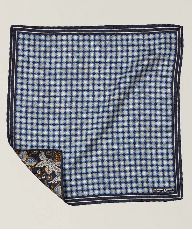 Reversible Floral-Neat Silk Pocket Square