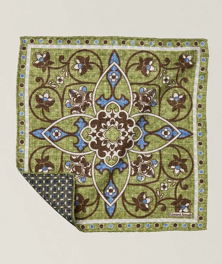 Reversible Floral-Neat Silk Pocket Square