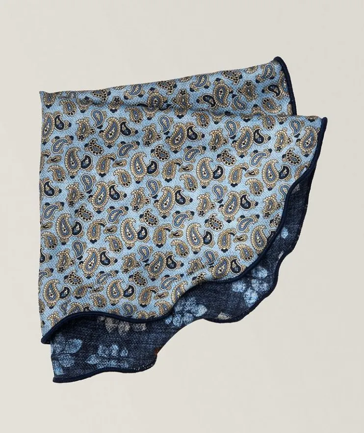Reversible Floral-Pasiley Silk Pocket Circle