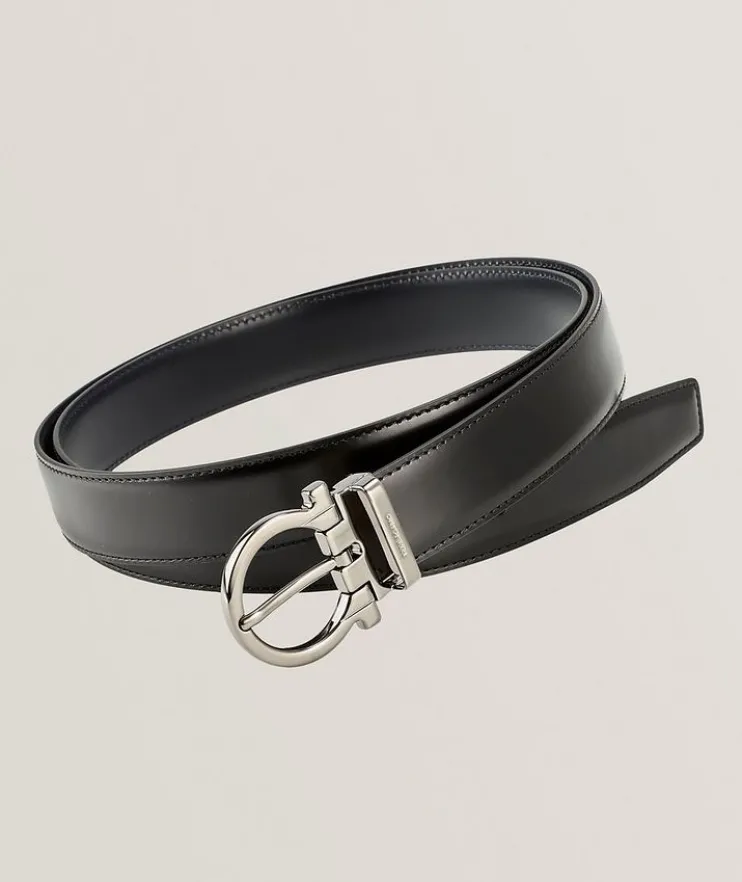 Reversible Gancini Leather Belt